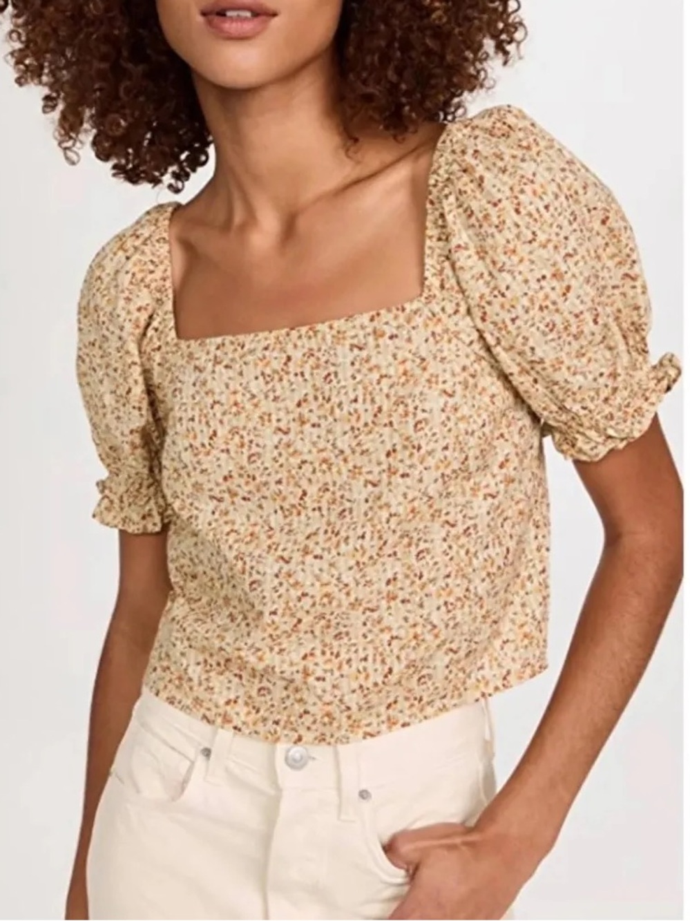 Madewell Hopewell Puff-Sleeve Crop Top Garden Floral XS FA22